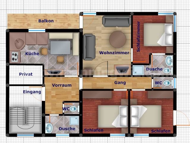 Grundrissplan Appartement 2 und 3