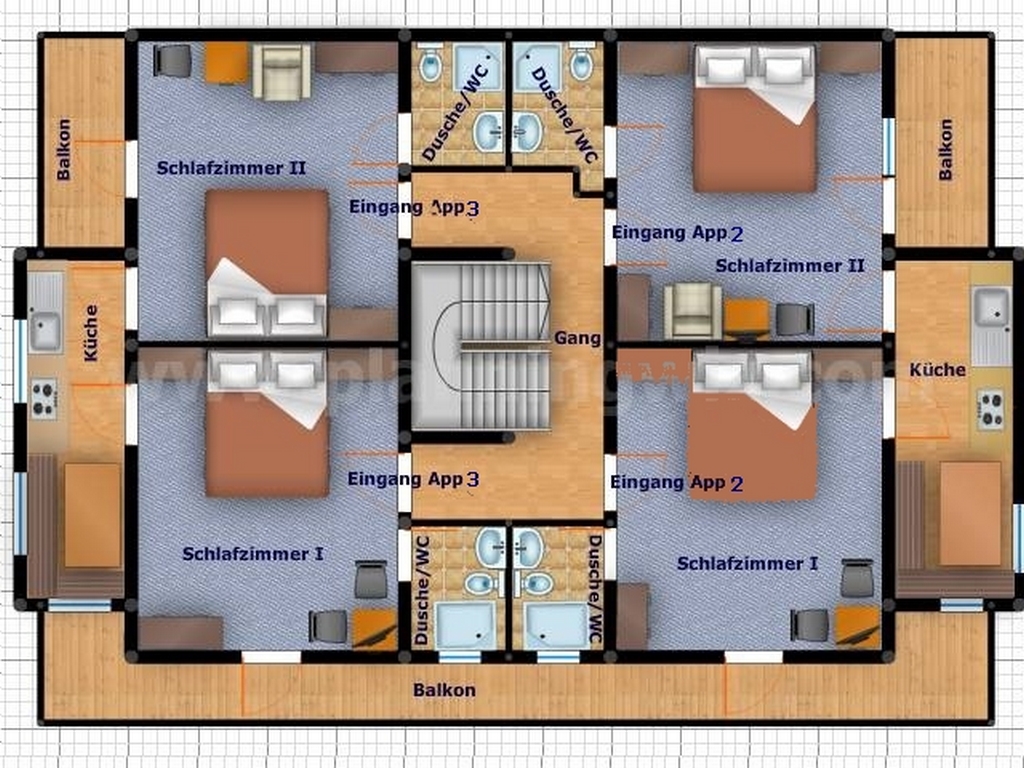 Grundrissplan Appartment 2 und 3